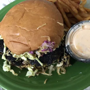 SuperSeed burger, tasty mushroom/seedy patties.