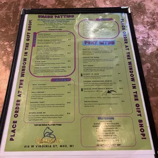 menu