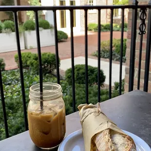 New Orleans iced coffee + ham baguette