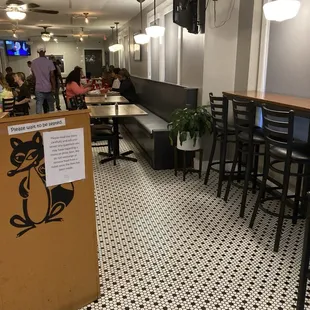 Waiting to be seated to place an order or pick up order