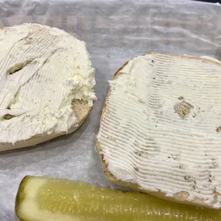 Sesame bagel with a schmeer.