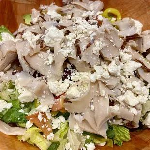 Greek salad with turkey