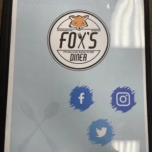 Fox&apos;s Diner Menu