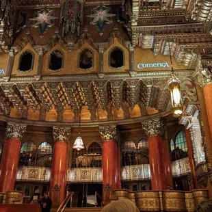 View to the top of the main stairs from the lobby area