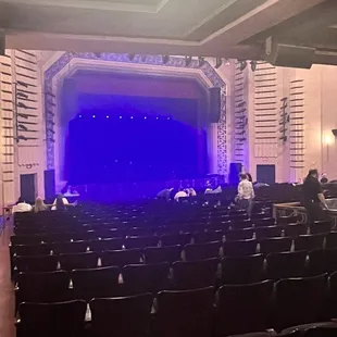 View of the stage from Row Q seat 21.
