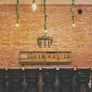 The wall behind the bar