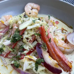 Shrimp pan seared w/broth