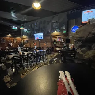 Inside the bar side of the restaurant