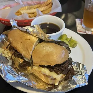 Italian Roast Beef (French dip cooked with some Italian spices and banana peppers)