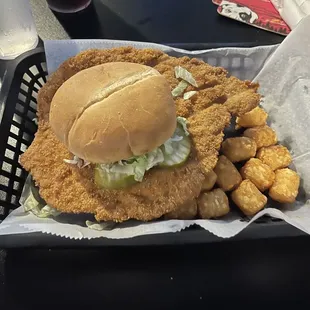 Giant pork cutlet sandwich