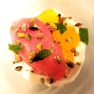 Watermelon Gelato - feta cream, pistachios, mint