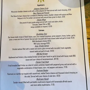 Front of menu