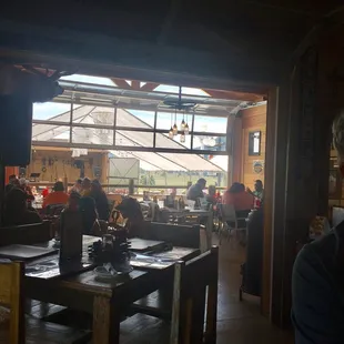 View from the bar area looking out though the open windows.