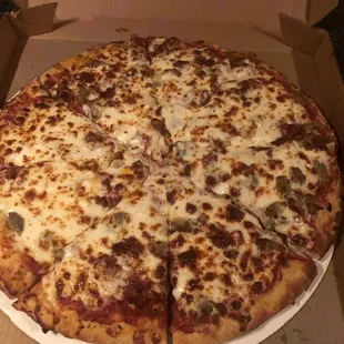 Pepperoni and sausage pizza