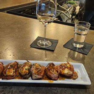 This is the fabulous stuffed quail Appetizer. Unctuous and well prepared.