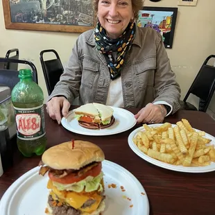 Double bacon cheeseburger with crushed Grippos and fried bologna sandwich. Excellent !!!