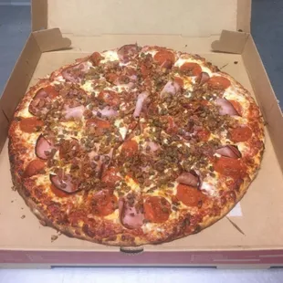 Have you tried our gourmet Meat Supreme pizza? It won't disappoint.