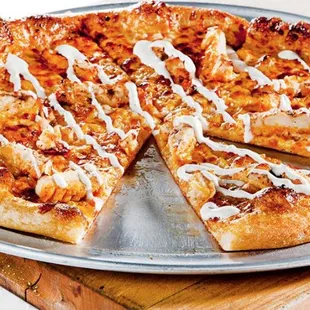 a pizza with a slice missing