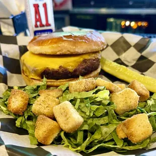 1/2 lb. Cheeseburger &amp; Salad