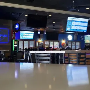 the bar and the televisions