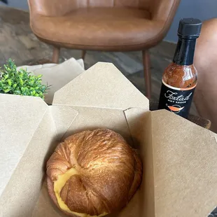 a croissant in a box