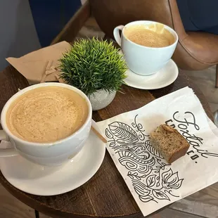 Latte and banana bread