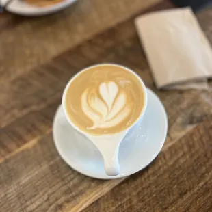 a cappuccino on a saucer