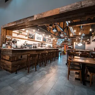 the bar and dining area