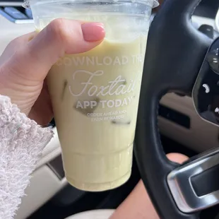 "Matcha latte" which was basically almond milk and ice