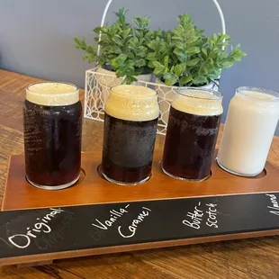 Flight of cold brews   Yummmmm