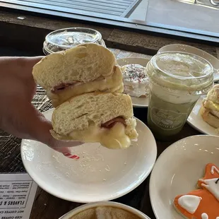 Ham and Swiss baguette