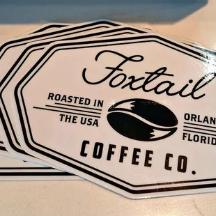 Stickers on the counter