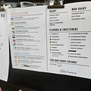 menu