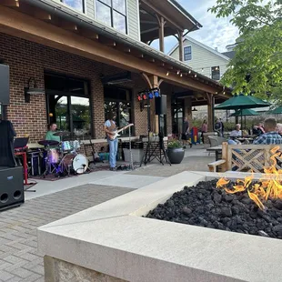back patio of the annex with music on a Friday night