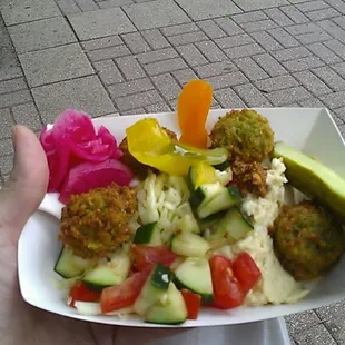 Gluten-free platter with pickled vegetables.