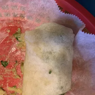 Shrimp guacamole wrap.
