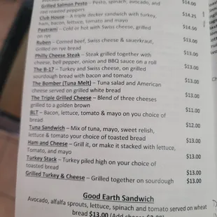 Photo of the updated menu and prices as of May 2021