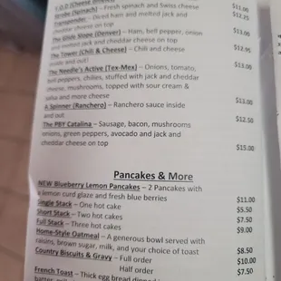 Photo of the updated menu and prices as of May 2021