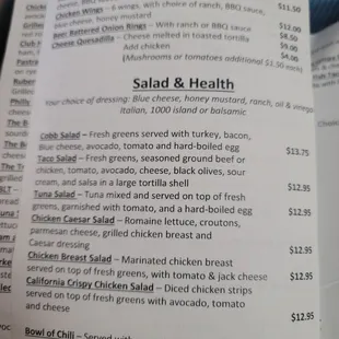 Photo of the updated menu and prices as of May 2021