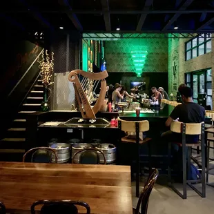 Indoor seating and bar