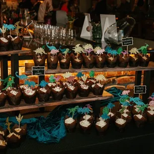 a display of cupcakes