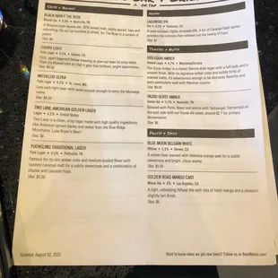 Beer selection