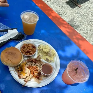Southside Smokehouse pop-up -- pulled pork plate with potato salad and baked beans!