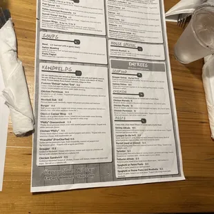 Menu side one other side was just different pizza.