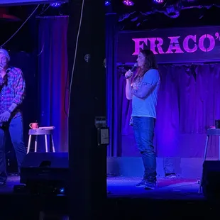 These two guys helped warm up the crowd and took turns introducing the comedians.