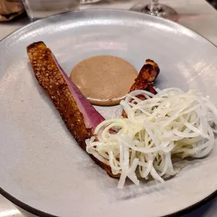 October 13, 2022; Plum-glazed duck with kohlrabi and bread sauce.