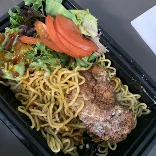 Catfish with garlic noodles
