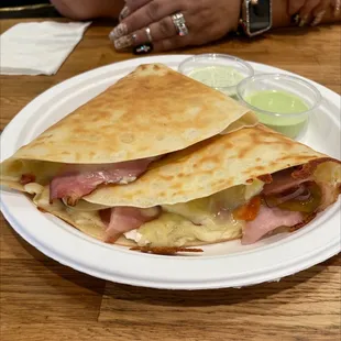 My finished CYO with ham, bacon, Brie and mozzarella