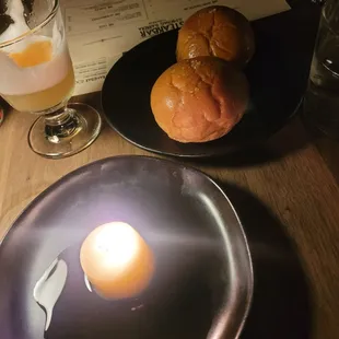 Beef tallow edible candle with bread