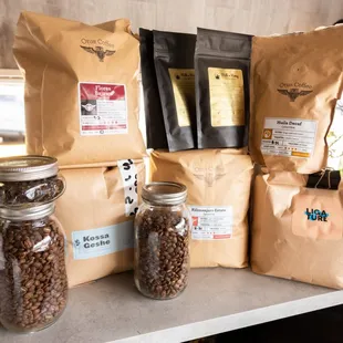 a variety of coffee beans
